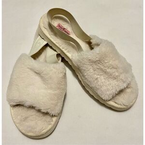 Juicy Couture Women's 11 White Faux Fur Fuzzy Slingback Sleeper Slides